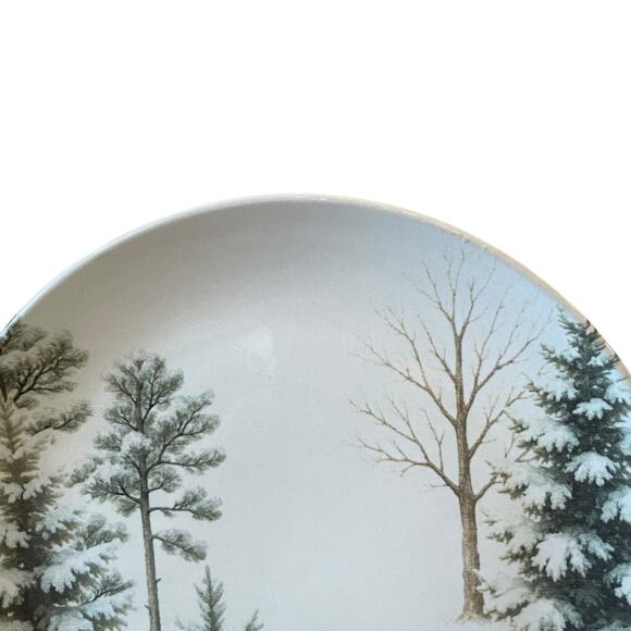 Christmas Pine Tree Salad Plates 8in Green White Made in Brazil Set of 4 NEW - Picture 3 of 12